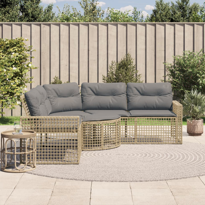 Gartensofa In L-Form Mit Kissen Und Fußbank Schwarz Poly Rattan