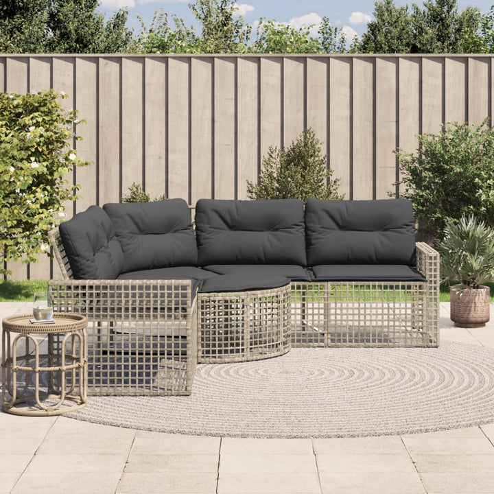 Gartensofa In L-Form Mit Kissen Und Fußbank Schwarz Poly Rattan