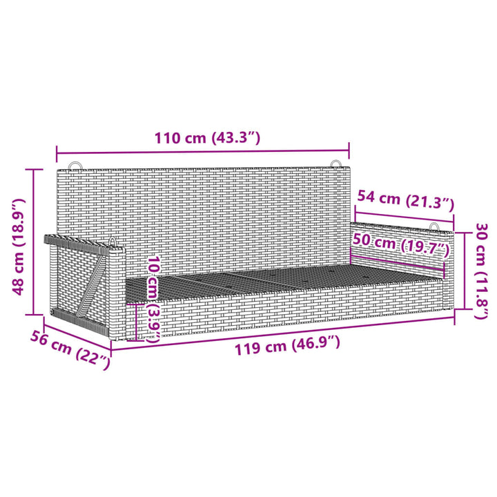 Hängebank 119X56X48 Cm Poly Rattan