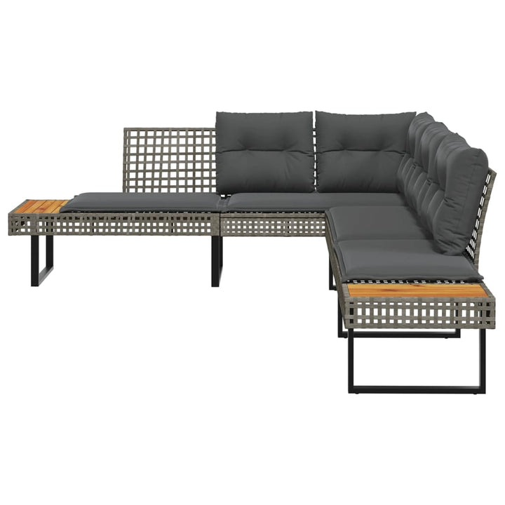 Gartensofa In L-Form Mit Kissen Poly Rattan Und Akazie