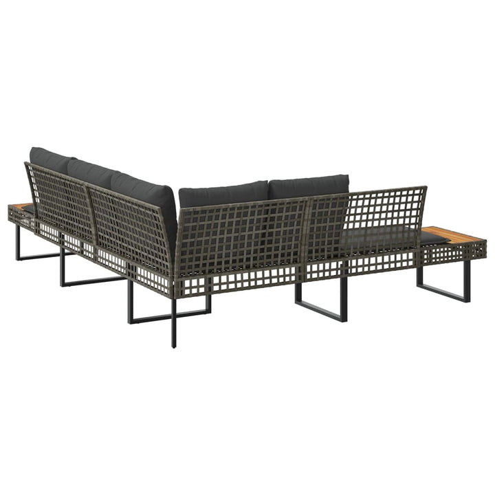 Gartensofa In L-Form Mit Kissen Poly Rattan Und Akazie