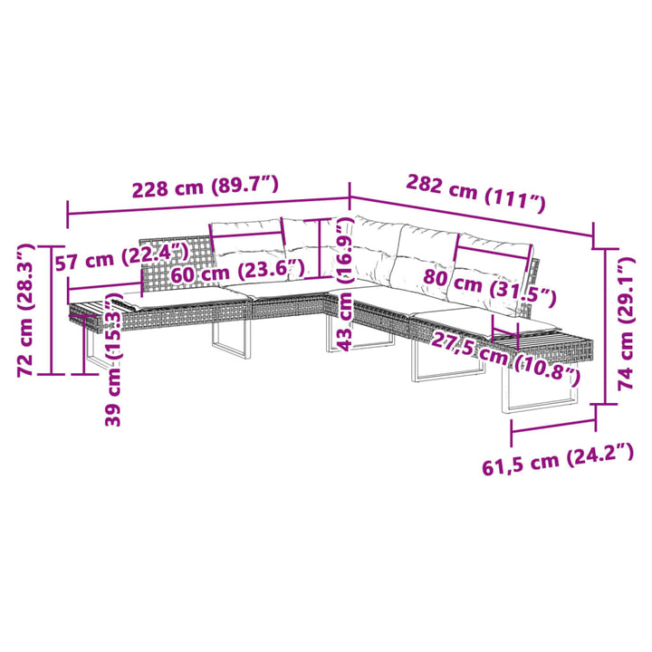 Gartensofa In L-Form Mit Kissen Poly Rattan Und Akazie