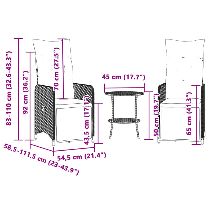 Outdoor-Lehnstühle 2 Stk. Mit Tisch Poly Rattan