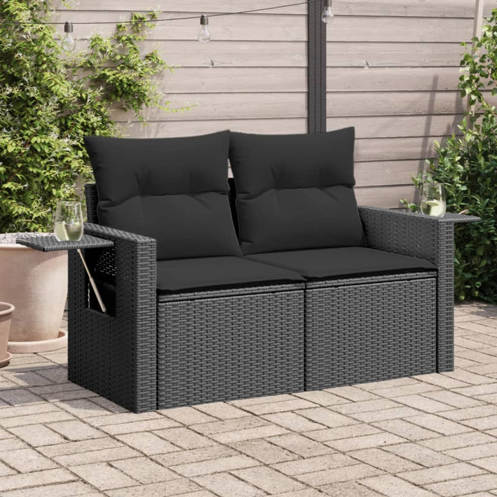 Gartensofa Mit Kissen 2-Sitzer Beige Poly Rattan