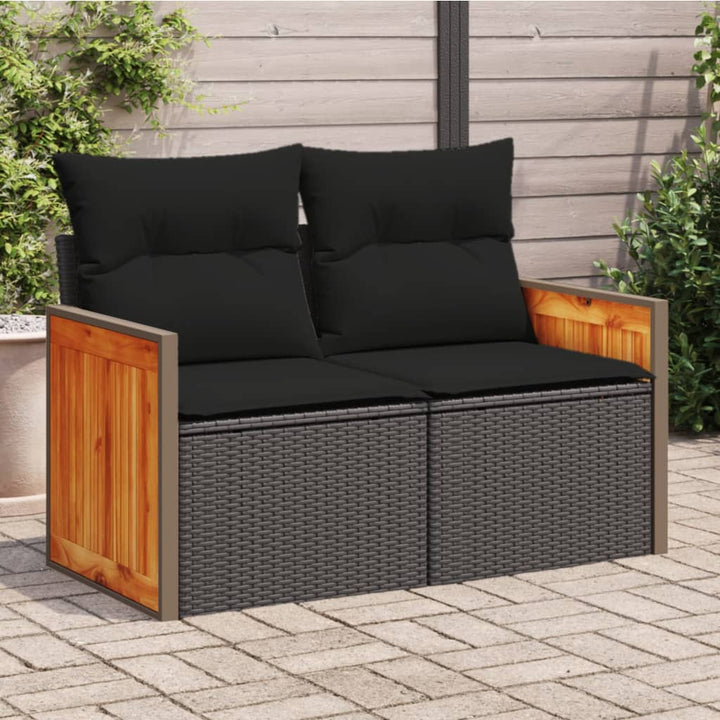 Gartensofa Mit Kissen 2-Sitzer Beige Poly Rattan