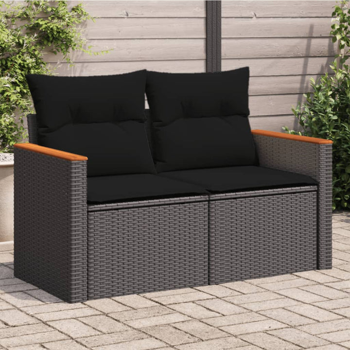 Gartensofa Mit Kissen 2-Sitzer Beige Poly Rattan