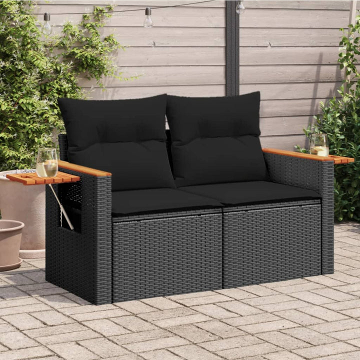 Gartensofa Mit Kissen 2-Sitzer Beige Poly Rattan