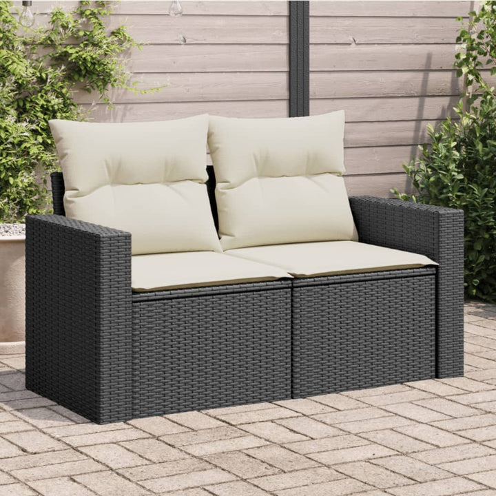 Gartensofa Mit Kissen 2-Sitzer Beige Poly Rattan