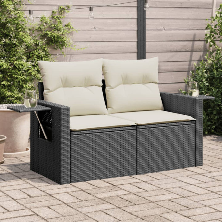 Gartensofa Mit Kissen 2-Sitzer Beige Poly Rattan