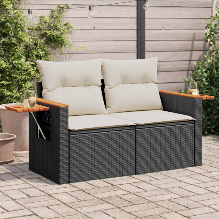 Gartensofa Mit Kissen 2-Sitzer Beige Poly Rattan