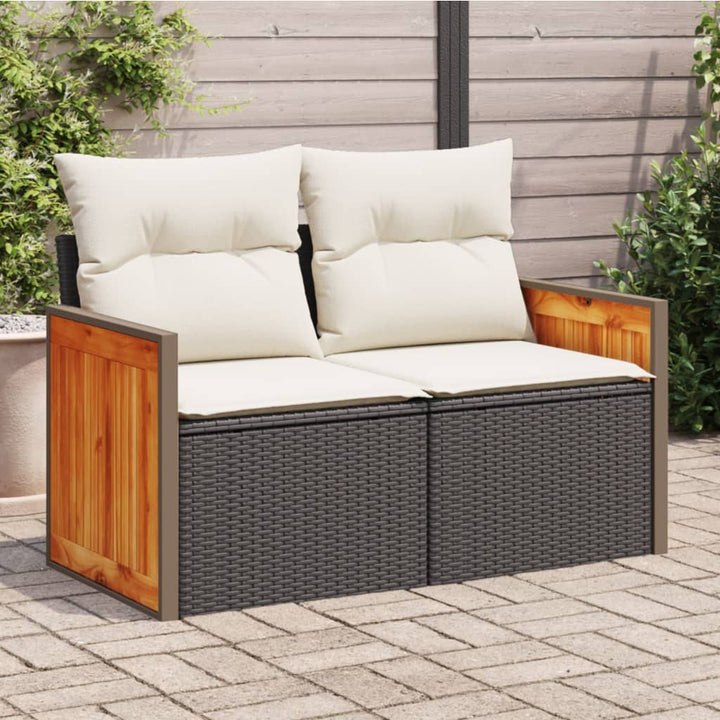 Gartensofa Mit Kissen 2-Sitzer Beige Poly Rattan