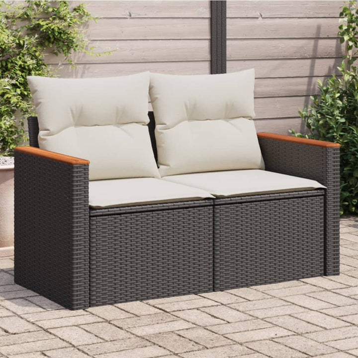 Gartensofa Mit Kissen 2-Sitzer Beige Poly Rattan