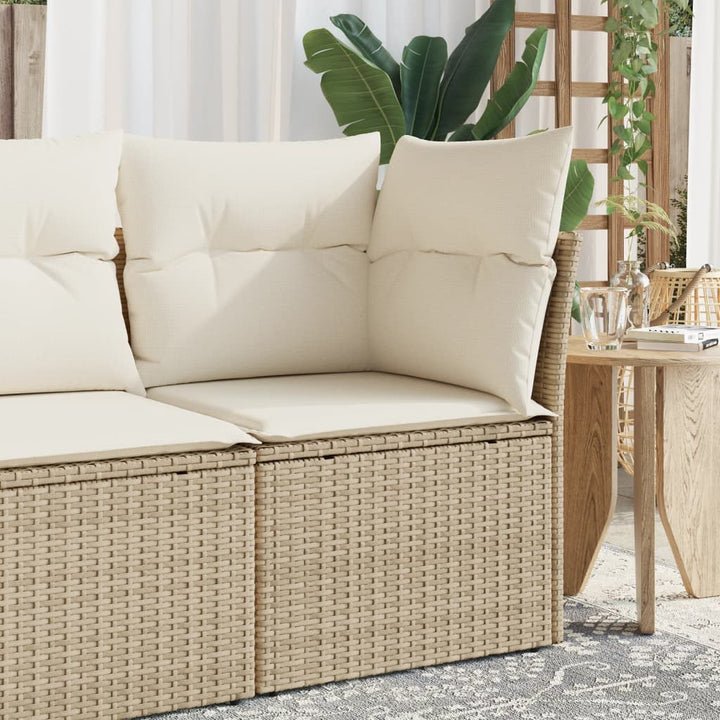 Gartensofa Mit Kissen Beige Poly Rattan