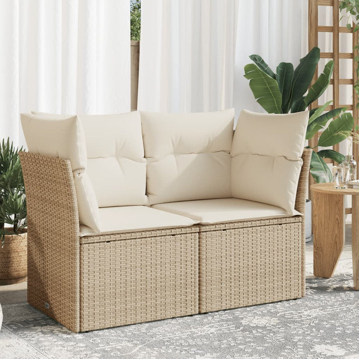 Gartensofa Mit Kissen Beige Poly Rattan