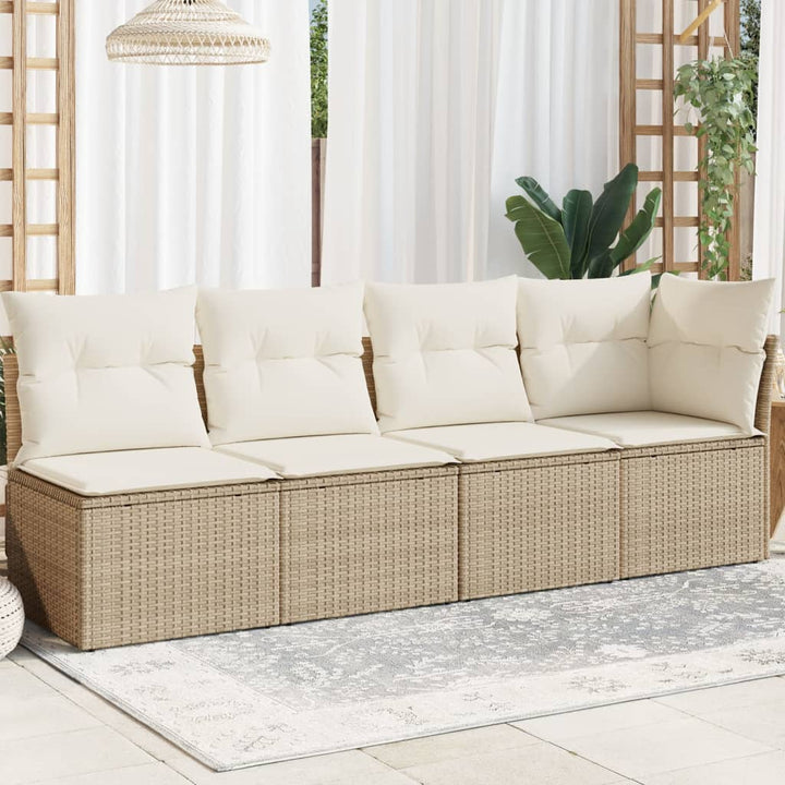 Gartensofa Mit Kissen Beige Poly Rattan