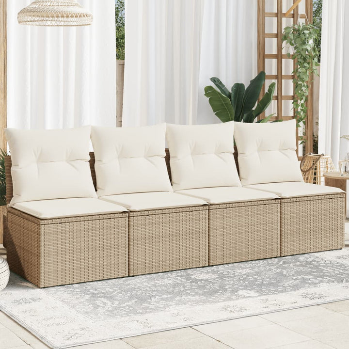 Gartensofa Mit Kissen Beige Poly Rattan