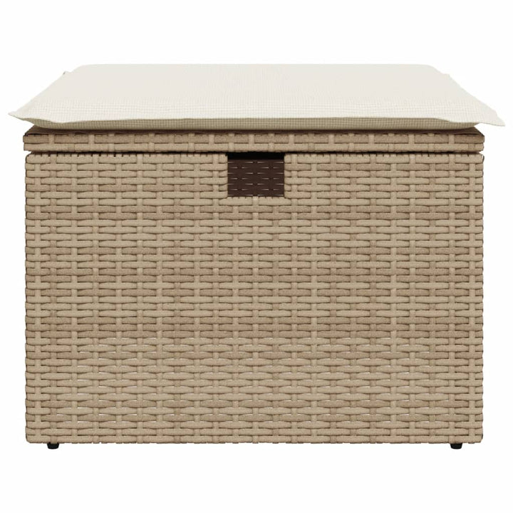 Gartenhocker Mit Kissen Beige 55X55X37 Cm Poly Rattan