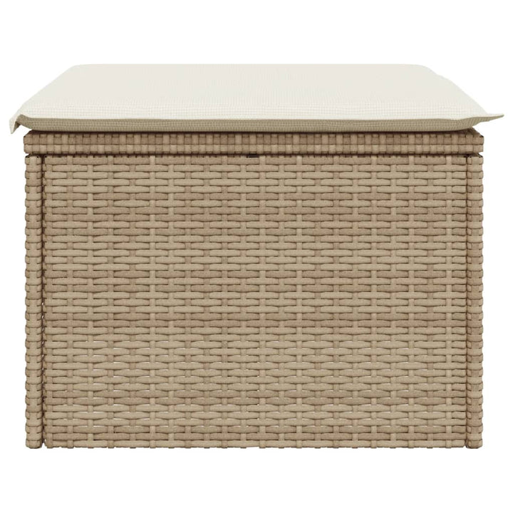 Gartenhocker Mit Kissen Beige 55X55X37 Cm Poly Rattan