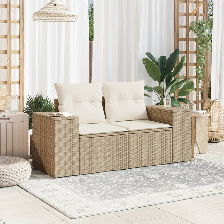 Gartensofa Mit Kissen 2-Sitzer Poly Rattan