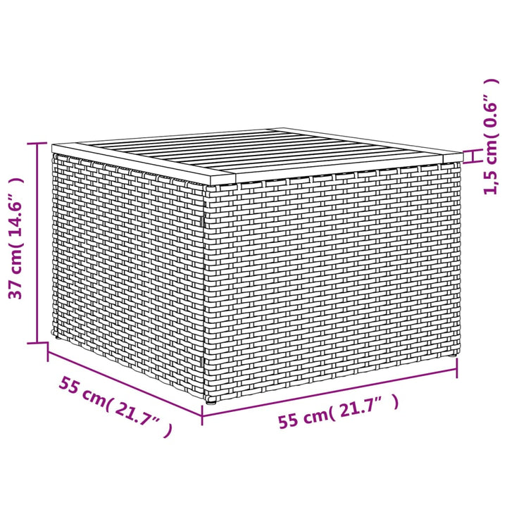 Gartentisch 55X55X37 Cm Poly Rattan Und Akazien