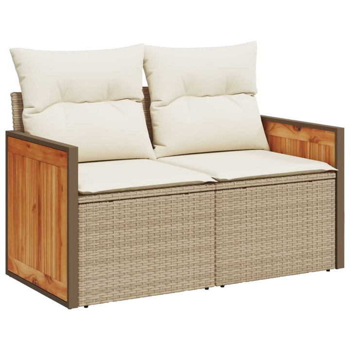 Gartensofa Mit Kissen 2-Sitzer Beige Poly Rattan