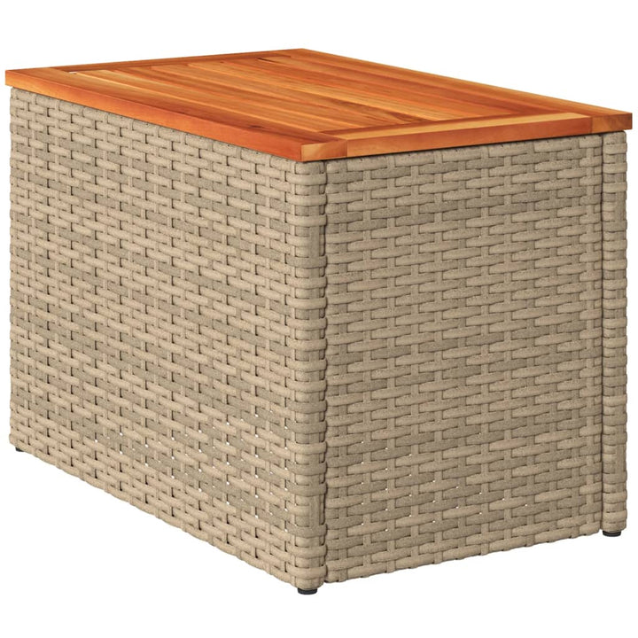 Garten-Beistelltische 2 Stk. 55X34X37 Cm Poly Rattan Holz