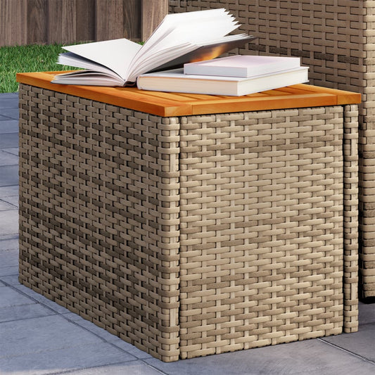 Garten-Beistelltische 2 Stk. 55X34X37 Cm Poly Rattan Holz