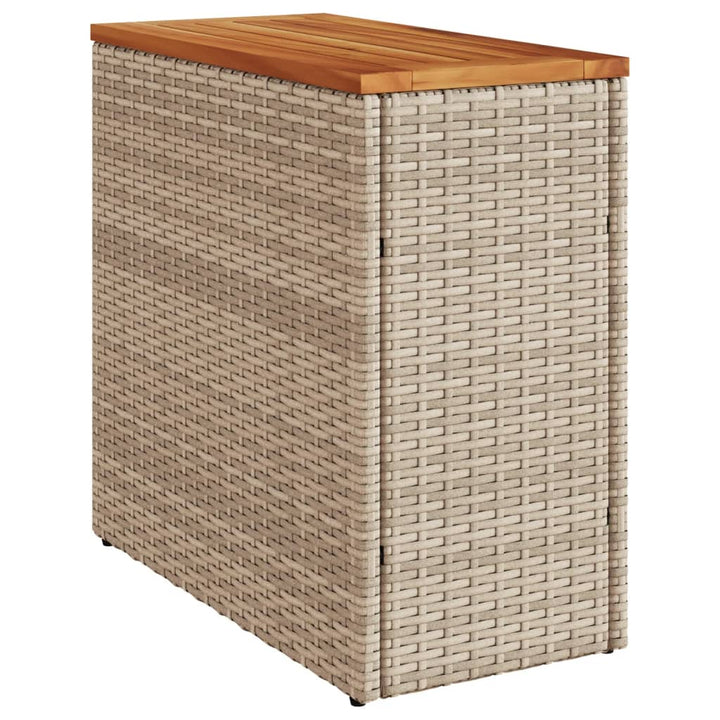 Garten-Beistelltisch Holzplatte 58X27,5X55 Cm Poly Rattan