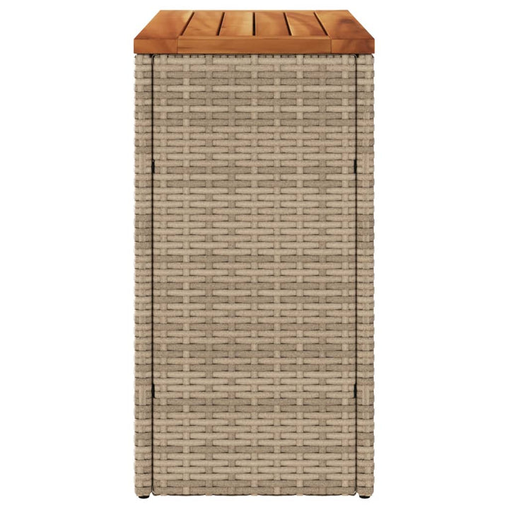 Garten-Beistelltisch Holzplatte 58X27,5X55 Cm Poly Rattan