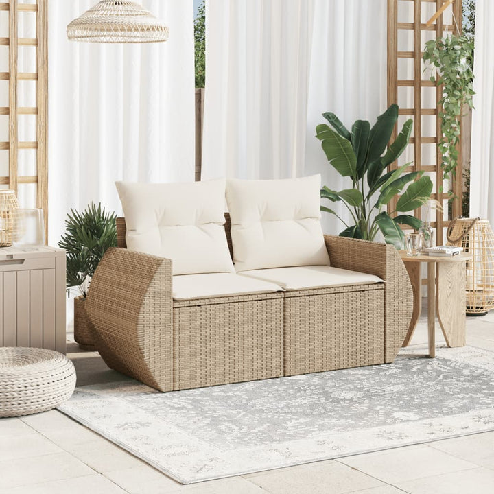 Gartensofa Mit Kissen 2-Sitzer Poly Rattan