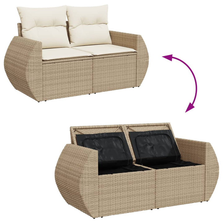 Gartensofa Mit Kissen 2-Sitzer Poly Rattan