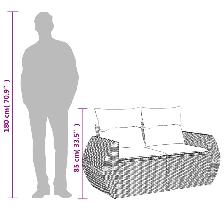 Gartensofa Mit Kissen 2-Sitzer Poly Rattan