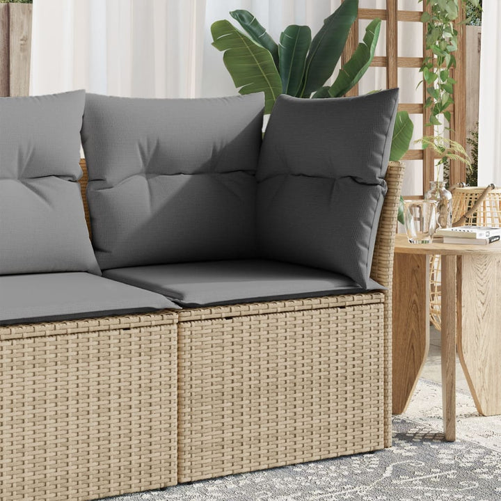 Gartensofa Mit Kissen Beige Poly Rattan