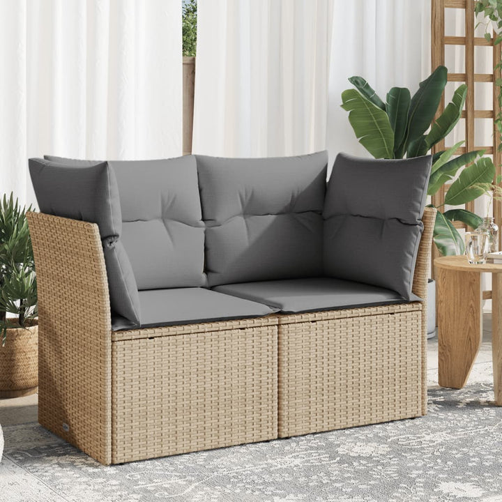 Gartensofa Mit Kissen Beige Poly Rattan