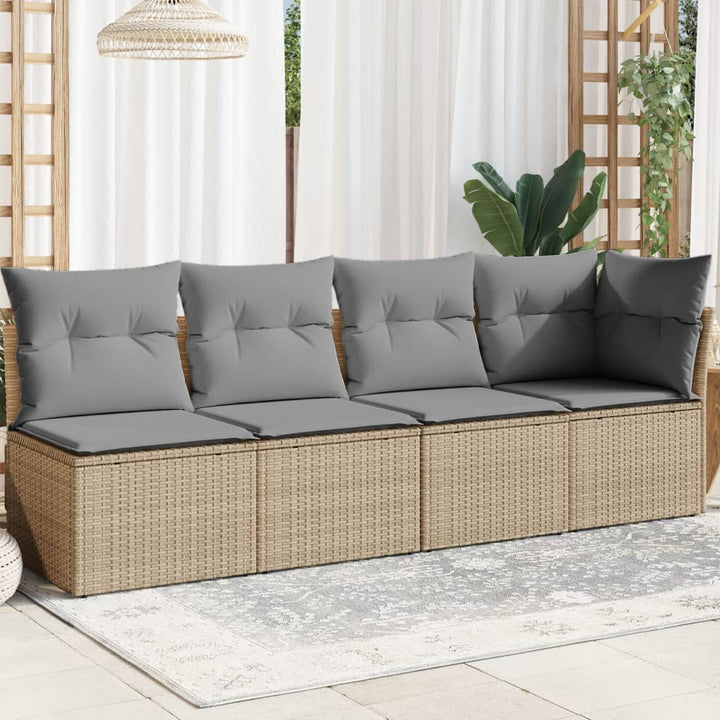 Gartensofa Mit Kissen Beige Poly Rattan