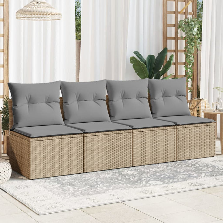 Gartensofa Mit Kissen Beige Poly Rattan