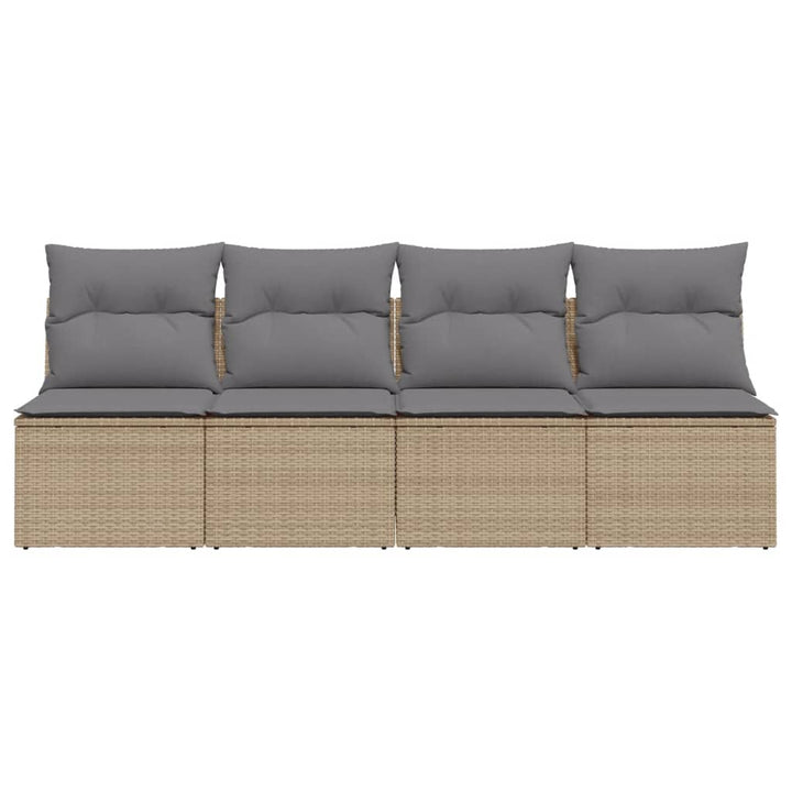 Gartensofa Mit Kissen Beige Poly Rattan