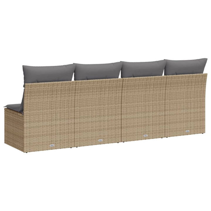 Gartensofa Mit Kissen Beige Poly Rattan