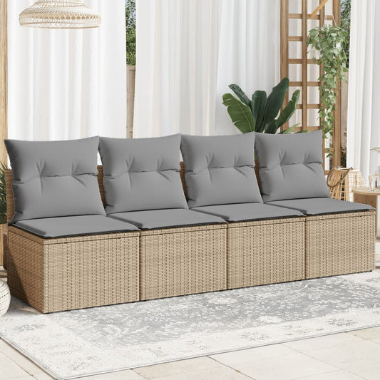 Gartensofa Mit Kissen Beige Poly Rattan