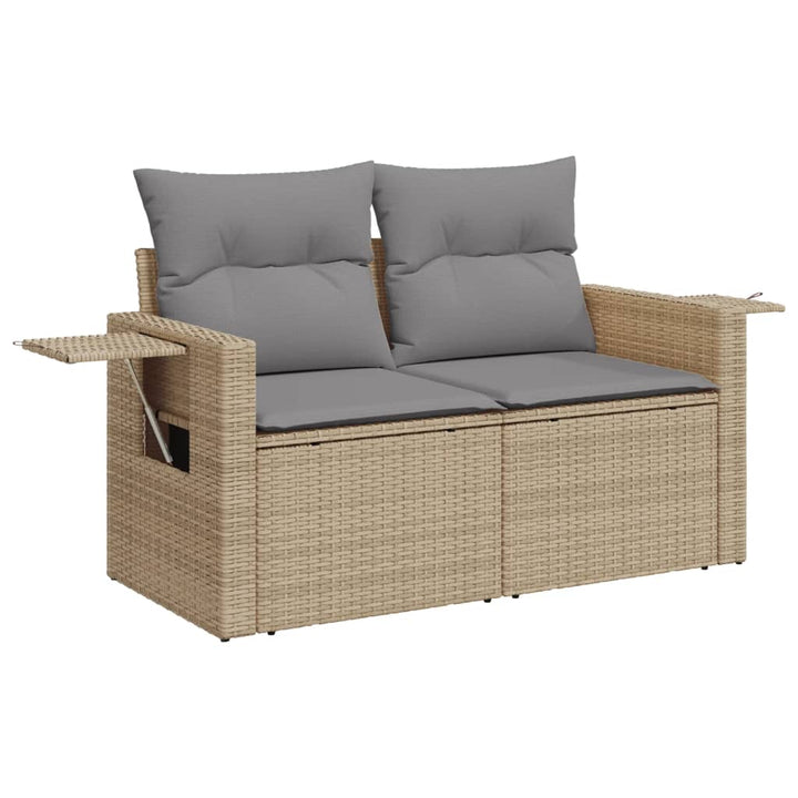 Gartensofa Mit Kissen 2-Sitzer Beige Poly Rattan