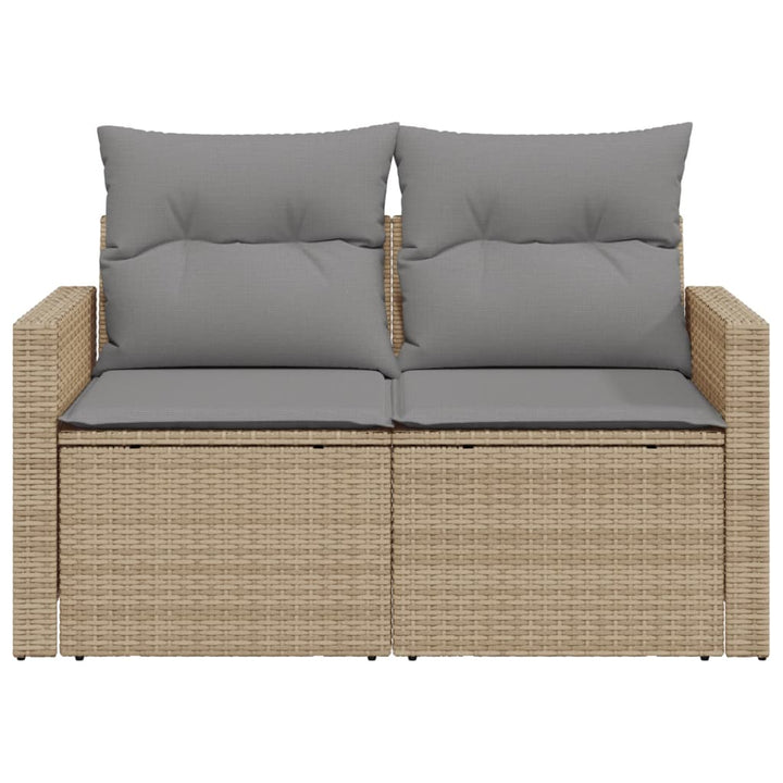 Gartensofa Mit Kissen 2-Sitzer Beige Poly Rattan