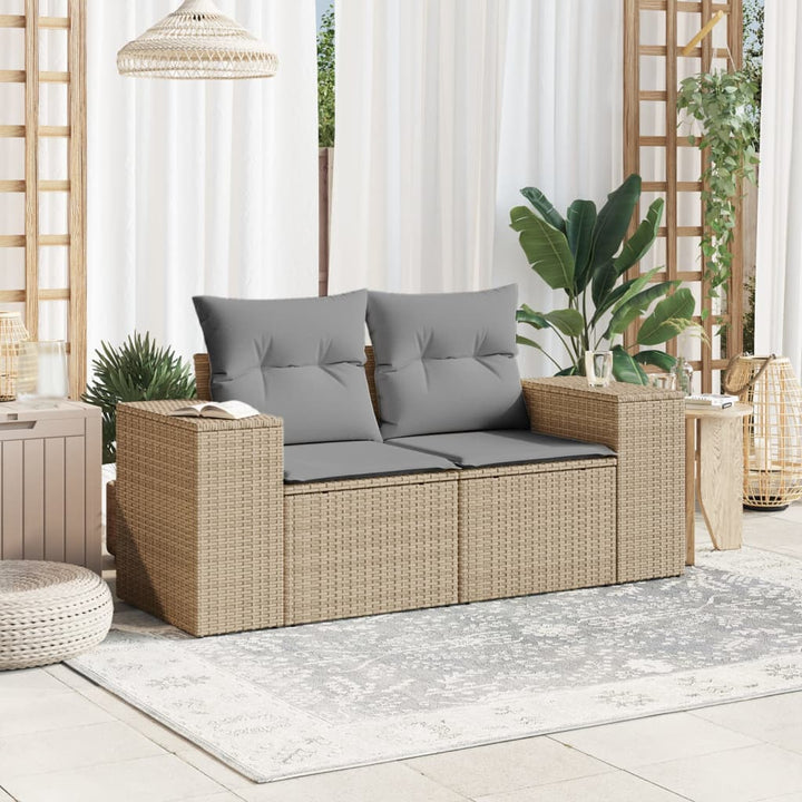 Gartensofa Mit Kissen 2-Sitzer Poly Rattan