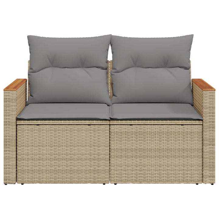 Gartensofa Mit Kissen 2-Sitzer Beige Poly Rattan