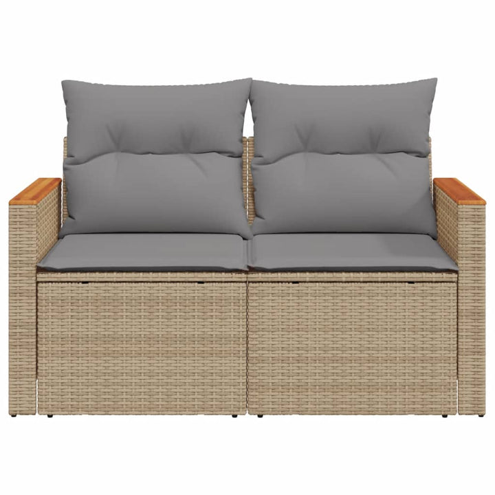 Gartensofa Mit Kissen 2-Sitzer Beige Poly Rattan