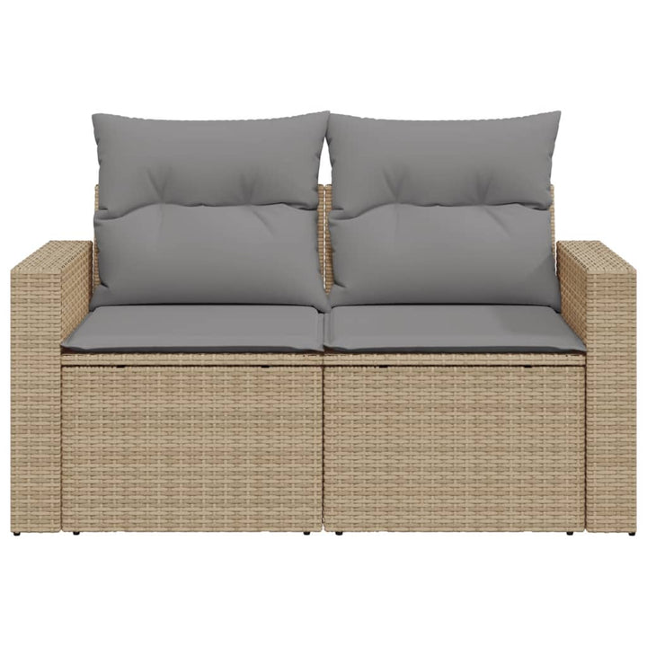 Gartensofa Mit Kissen 2-Sitzer Beige Poly Rattan