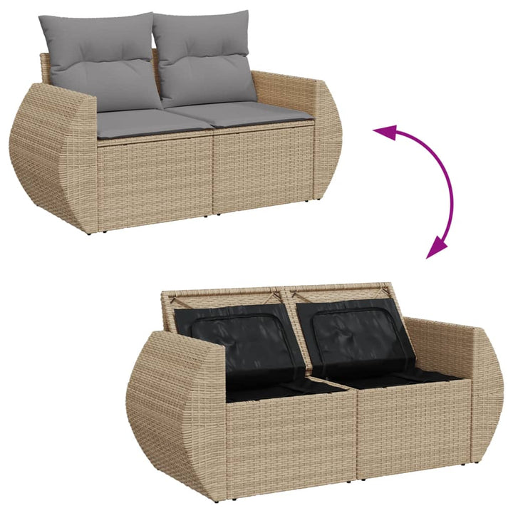 Gartensofa Mit Kissen 2-Sitzer Poly Rattan