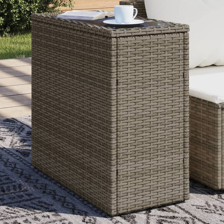 Garten-Beistelltisch Holzplatte 58X27,5X55 Cm Poly Rattan