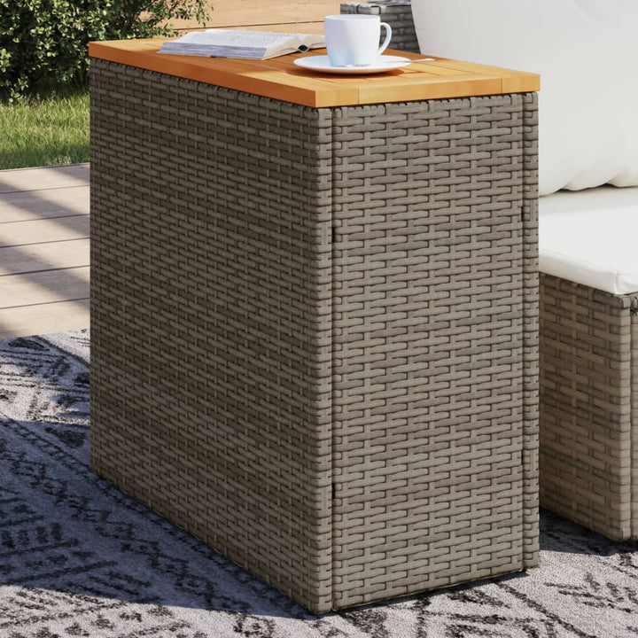 Garten-Beistelltisch Holzplatte 58X27,5X55 Cm Poly Rattan