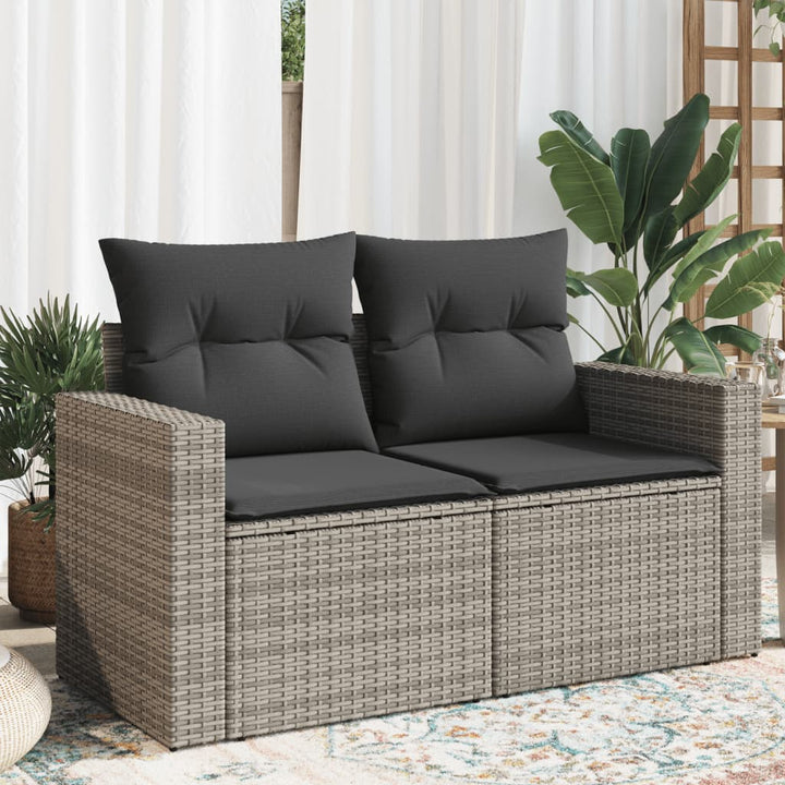 Gartensofa Mit Kissen 2-Sitzer Beige Poly Rattan