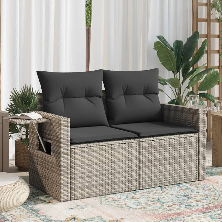 Gartensofa Mit Kissen 2-Sitzer Beige Poly Rattan